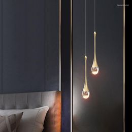 Chandeliers Customizable Post-Modern Crystal Led Pendant Lights Black/Gold Water Drop Hanglamp Art Bedside Restaurant Bar Staircase Lamps