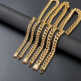 Men Women Fashion Stainless Steel Chain Necklace 18-24inch 18K Yellow Gold Color Necklace Men Hip Hop Rock Jewelry