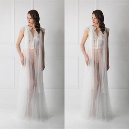 Wraps Women's Sexy Lady Sleepwear Custom Made Lace Appliques Women Bathrobe Sheer Nightgown Robe Prom Bridesmaid Shawel