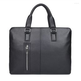 Briefcases Multiple Compartment Men Business Bag Briefcase Genuine Leather Male Handbag Tote Laptop Real Shoulder