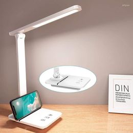 Table Lamps LED Desk Lamp 14W Eye-Caring With Phone Stand 3 Color Modes 800 Lumens Stepless Dimming Press Control