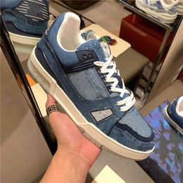 2022 new fashion Luxury Designer Dress Shoes Blue Denim Trainer Sneaker With top quality