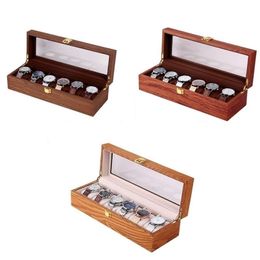 2/3/6 Grids Wooden Watch Box Retro Case Holder Organiser Storage for Men es Jewellery es Display Gift 220428