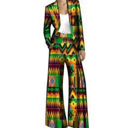 Pantaloni da donna in due pezzi Blazer Abiti per Office Lady Custom Loose Fashion Boutique Larghezza Pantalone e cappotto casual Set per abiti da donna africana WY5778
