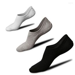 Men's Socks 5 Pairs Mens Low Cut No Show Cotton Boat Ankle Non-Slip Grip Silicone Reinforced Invisible Solid Colour Hosiery