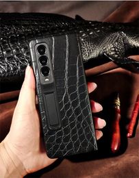 Genuine Real Crocodile Python Leather Cases for Samsung Galaxy Z Fold4 3 Alligator Skin Stand Armour Cover
