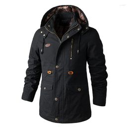 Mens Down Jackets Washed Cotton Winter Jacket Men Casual Hooded Warm Parka Coat Windproof Military