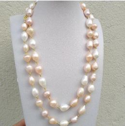 Chains Huge 15-11mm Real White Multi-color South Sea Pearl Necklace 39inh