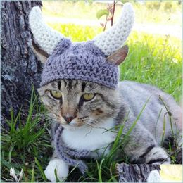 Cat Costumes Cat Knitted Hats Pirate Horn Cats And Dogs Costumes Cap Pet Knitteds New Characteristic Cute Caps Manual Hat In 2021122 Dhtga