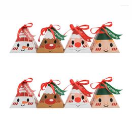 Gift Wrap 10Pcs Triangle Christmas Paper Box Santa Claus Cookies Candy Packaging Boxes Party Favors Xmas Year Navidad Decoration