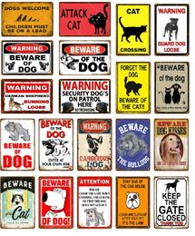 Warning Danger Metal Painting Signs Beware Of The Dog Cat Poster Vintage Wall Plaque Pub Bar House Painting Man Cave Decor Iron Plaques Stickers Size 30X20cm