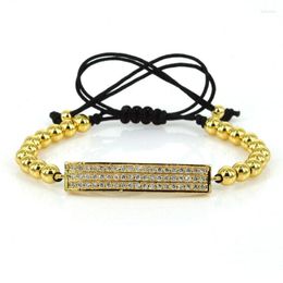 Charm Bracelets Anil Arjandas 24K 4mm Gold Colour Beads Braiding Lucky Year Gift Women Micro Pave CZ Connector Bracelet For 2022