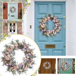Decorative Flowers Colourful Wreath Round Artificial Green Garland Used For Decoration Of Door Wall And Window Wedding Party #t2g