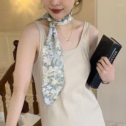 Schals koreanische Seiden Frauenhaarbands Französische literarische Sturmpunkt Floral Ribbon Schal multifunktionales Dekorieren