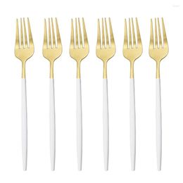 Flatware Sets 6Pcs Dessert Fork Matte Black Gold Dinnerware Stainless Steel Cutlery Silverware Kitchen Tableware