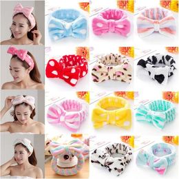 Face Wash Headwrap Turban Cosmetic Headband Women Fleece Plush Bow Makeup Hair Band Coral Velvet Sports Shower Head Band Fashion Accessories B7715-2