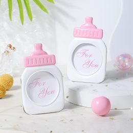 50PCS Baby Girl Shower Favors Classic Pink Baby Bottle Picture Frames Birthday Party Decorative Place Card Holder