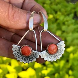 Dangle Earrings Exquisite Coral Hook Wedding Party Charm Jewellery Boho Metal Handmade Engraved Pattern