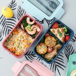 1100ML Portable Plastic Lunch Box Tableware Bento Case Chopsticks Spoons Microwae Heating LeakProof Food Storage Container BY SEA BBB16530