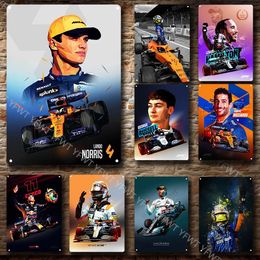 Classic Professional F1 Racer Painting Metal Sign Plaque Tin Sign Famous Stars Decoration Car Plate for Living Room Door Club Garage Wall Decor Size 30X20CM