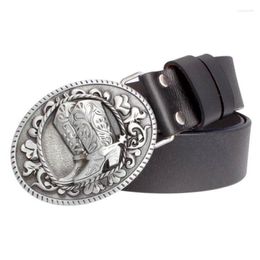 Belts 2022 Women Genuine Leather Belt Boots Retro Pattern Lady Cowskin Flower West Cowboy Western Style