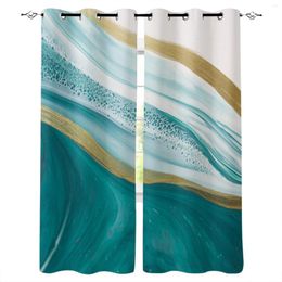 Curtain Teal Gradient Marble Pattern Curtains For Bedroom Living Room Luxury European