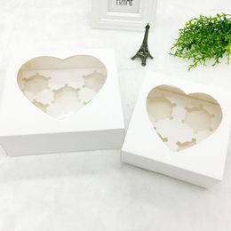 Gift Wrap 200 X 4 Cavity 6 Hexagon Heart White & Brown Cupcake Boxes No Need To Fold Mousse Cup Egg Tart Box Wrapper