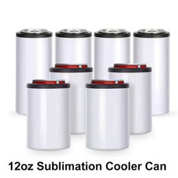 Custom 12oz Universal 4 in 1 Slim Beer Tumblers Double Wall Stainless Steel Vacuum Insulated Sublimation Blank Cooler Can 1019