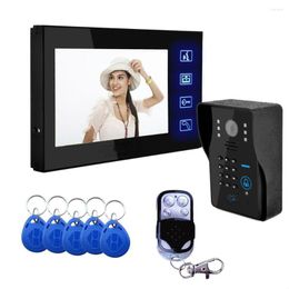 Video Door Phones Password RFID Remote Control System 7''Inch Wired Phone Visual Intercom Doorbell Monitor Camera Kit