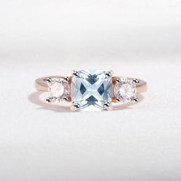 Cluster Rings 925 Sterling Silver Gemstone For Women Cushion Nano Sky Blue Topaz Delicate Luxury Engagement Wedding Jewellery Fine