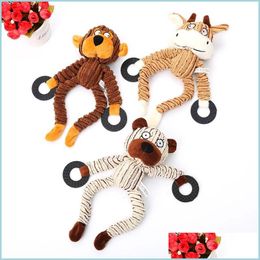 Dog Toys Chews Dog Corduroy Squeaker Toys Monkey Cattle Bear Funny Molar Tooth Squeaky Chew Toy Puppy Pet Articles 8 9Pe Uu Drop D Dhueq