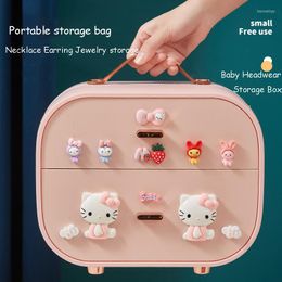 Jewelry Pouches Cartoon Children Headwear Storage Box Girls Baby Cute Hair Band Multi-layer Necklace Earrings Organizer