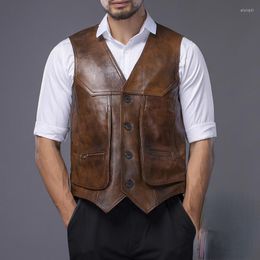 Men's Vests PU Leather Waistcoat Men Motorcycle Vest Coat 2022 Warm Autumn Sleeveless Jacket Velvet Solid Clothing Brand C56