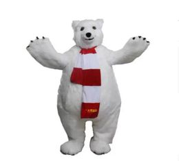 Venda de f￡brica Hot White Polar Bear Mascot Costume Cartoon Langteng desenho de alta qualidade Imagem real
