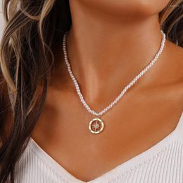 Pendant Necklaces Retro Y2K Pearl Necklace Anchor Coin Star Simple Light Luxury Zircon Autumn And Winter Women's Jewellery