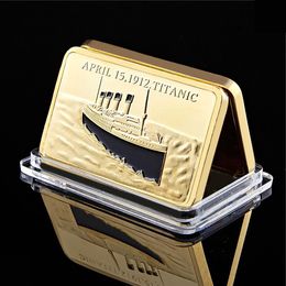 Metal Craft 1912 Boat Ship Arts and Crafts 1oz Bar Of 24Kt Gold Plate Ingot 100 Anniversary Ornaments Gift Home Art Collection Modern Wholesale