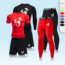 Men's Tracksuits Workout Fitness Clothing Men Sweat Gym Set Long Shirt Sports Tights Compression Leggings Sportswear 4XL