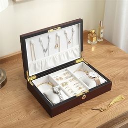 Casegrace Wooden Jewellery Box Storage Organiser for Earring Necklace Ring Holder Watch Stand Boxes Jewellery Case 220428