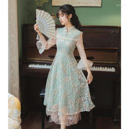 Abiti casual Donne cinesi lunghi floreali eleganti veste vintage vetta moderna modifica modificata cheongsam bodycon vestido abbigliamento