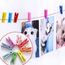 Clothing Storage & Wardrobe 30PCS Colourful Cute Wooden Clip 3.5x0.7cm DIY Note Rope Po Wall Household Goods