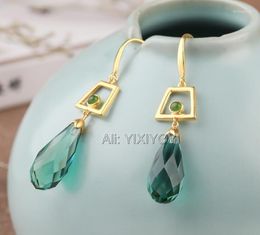 Dangle Earrings 925 Silver Dropping Round Green Crystal Hollow Earring Retro Vintage Lucky For Woman Charming Fashion Jewellery