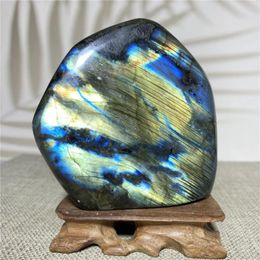 Decorative Figurines Natural Stone And Crystal Blue Labradorite Quartz Wedding Gift Reiki Masters Baroque Fengshui Ornments For Home