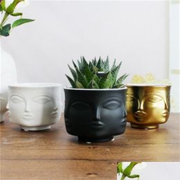 Planters Pots Human Face Planters Pots Flowerpot Ceramics Floral Vase Modern Succent Plants Storage Tank Home Man And Women Contra Dhr84