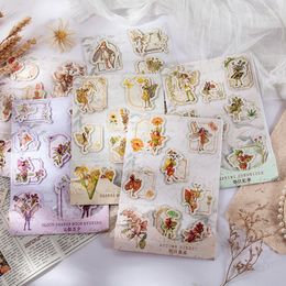 Gift Wrap 1Sheet Vintage Flower Fairy Multilayer Paper Sticker Package DIY Diary Junk Journal Decoration Label Stickers Scrapbooking