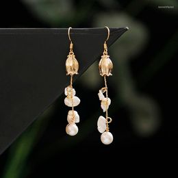 Dangle Earrings Morkopela Freshwater Pearls Flower Wedding Bridal Jewelry Baroque Long Drop Earring Gift For Women