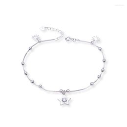 Anklets Noble Women Anklet 925 Sterling Silver Star Beads Flower Student Girl Fresh Decoration Jewelry Foot Accessories