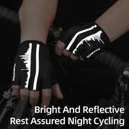 Cycling Gloves ROCKBROS Breathable Bicycle Men Women Anti-sweat Reflective Summer Half Finger Anti-slip Bike T221019