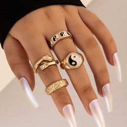 New Versatile Ring Black Tai Chi Palm Five piece Oil dripping Ring Women's Set