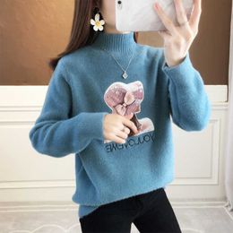 Women's Sweaters New Winter Knit Sweater Pullover Women Fashion Imitation Mink Velvet White Cashmere Print Loose Clothes dent Korean Tops T221019