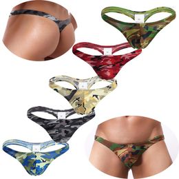 Underpants 5PCS/Lot Mens Underwear Sexy Briefs Thongs Camouflage Printed Big Penis Pouch Gay Panties Cueca Calzoncillos Underpant